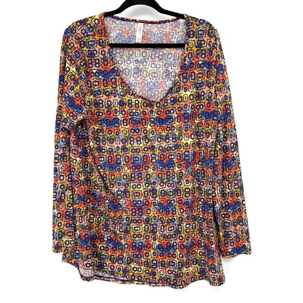 LuLaRoe Womens Tunic Top XXL Multicolor Geometric Print